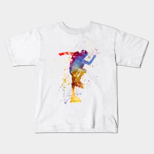 Man roller skater inline in watercolor Kids T-Shirt